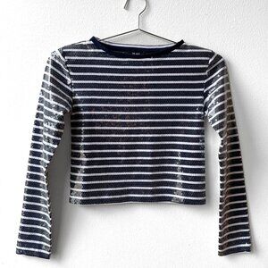 The Bar Striped RALPH SEQUIN TOP Long Sleeve Top – XS